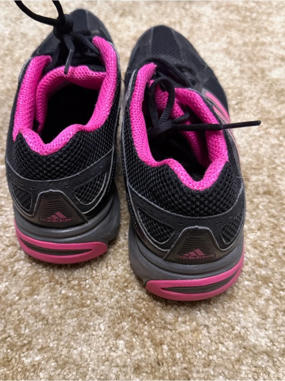 adidas Women’s Black Athletic Shoes with Pink Accents